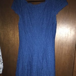 Blue Lace Cap Sleeve Dress